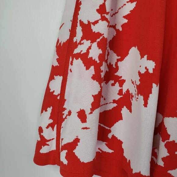 Yoana Baraschi Petaluma Fit & Flare Floral Sweater Dress S Red Orange Ivory - Picture 6 of 12